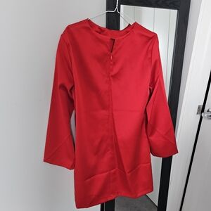 Vibrant Red Long Sleeve Dress